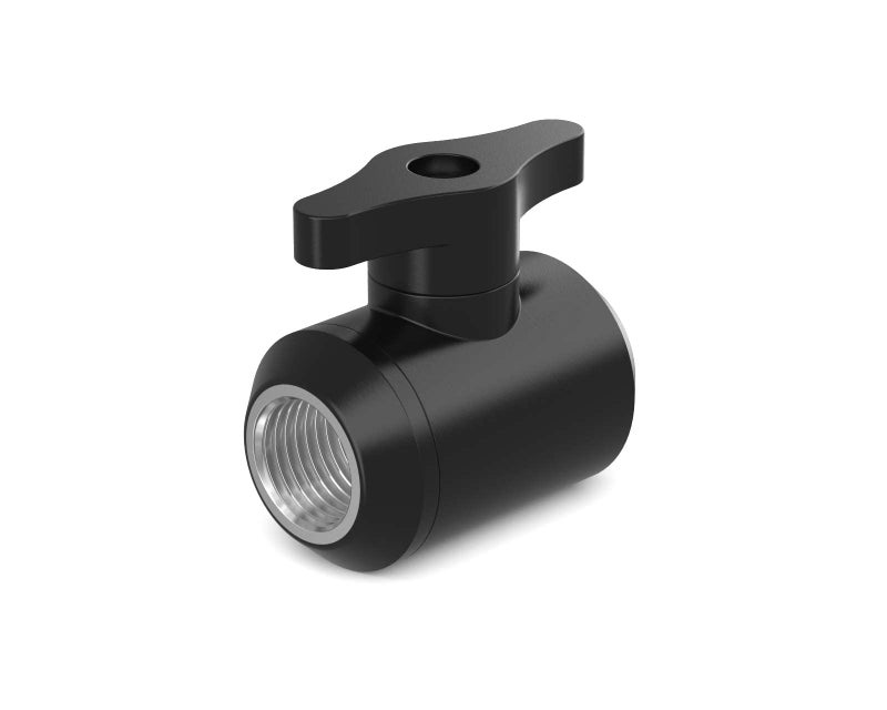PrimoChill Female to Female G 1/4 Drain Valve - Satin Black - Image 1
